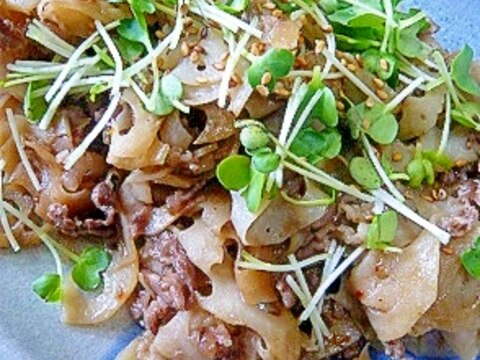 ❤ 蓮根&牛肉のソテー貝割れのっけ ❤